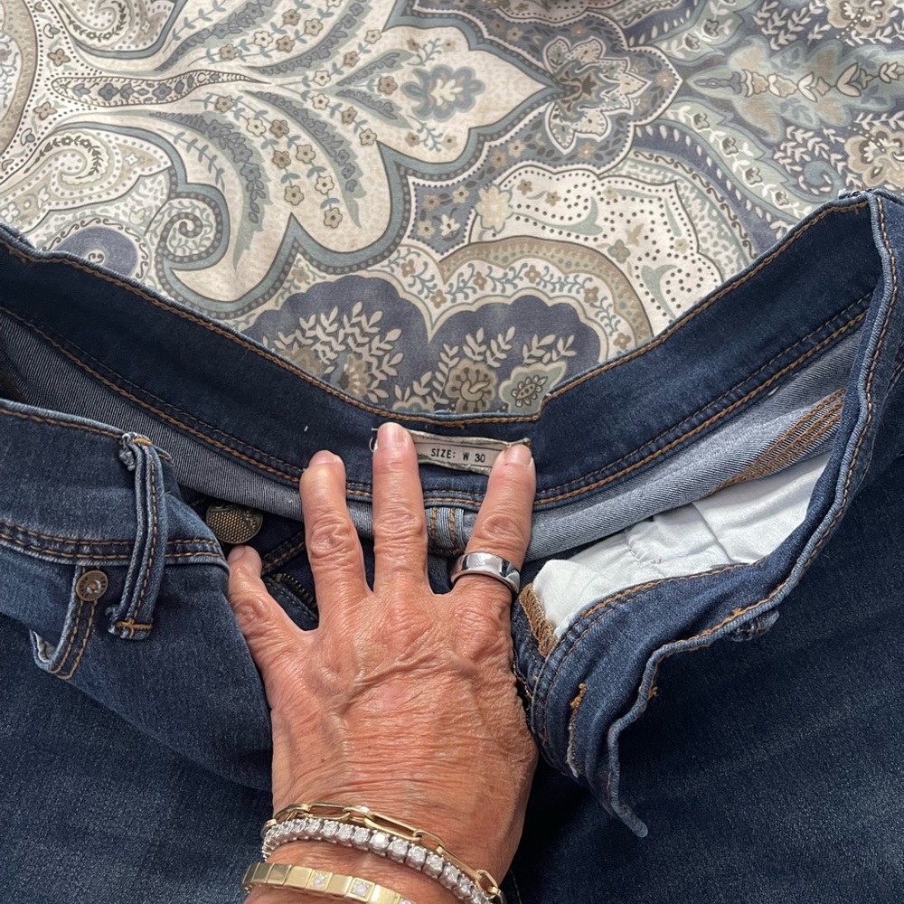 Free People Blue Slim Jeans with Distressed Detailing